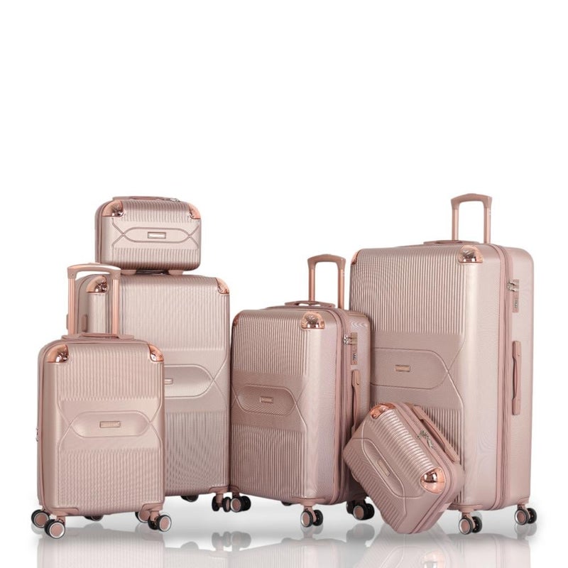 أفياتور طقم حقائب سفر دبش  فاخر: خيار مثالي للعرائس والمسافرين المتميزين مكون من 6 قطع ويشمل حقيبتين يد - كفرات دبل ومرنة - قفل رقمي ثابت ضد السرقة - Image 1